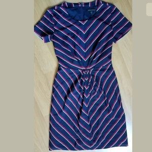 Banana Republic Navy Chevron Pleated Dress